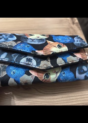 Kedi Desenli Kadın Clutch Cüzdan - Görsel 2