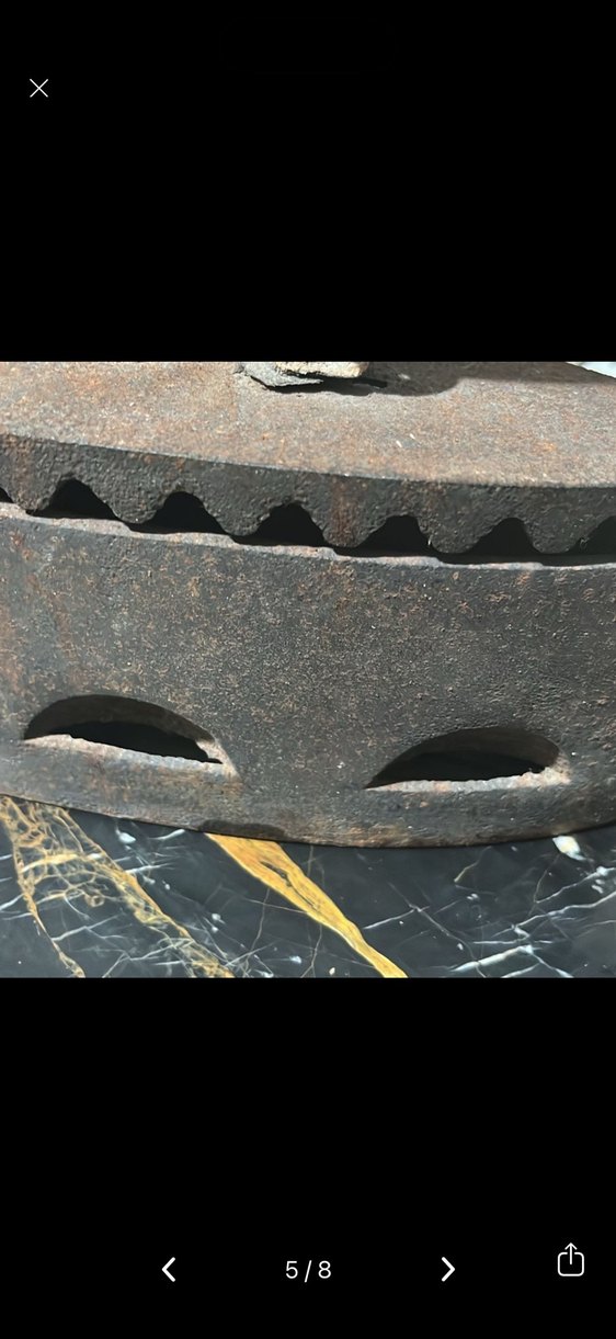 Izgaralı  Ahşap Saplı Antika Ütü - Görsel 5