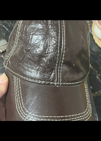 Kahverengi Deri erkek Şapka - Görsel 2
