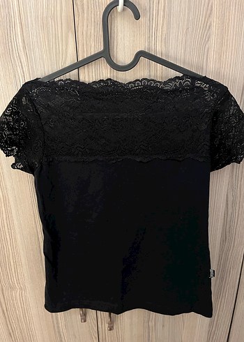 American Vintage Dantel Detaylı Siyah Goth Bluz Y2K