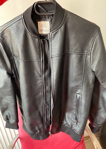 Siyah Deri Fermuarlı Biker Ceket