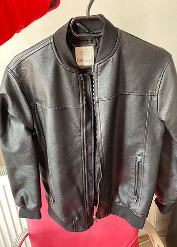 xs Beden Siyah Deri Fermuarlı Biker Ceket