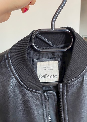 Defacto Siyah Deri Fermuarlı Biker Ceket