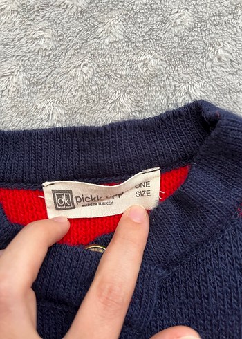 Kırmızı Lacivert Çizgili Kadın Triko Hırka - Görsel 4