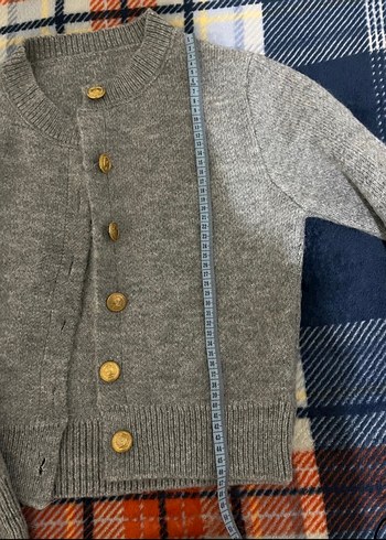 Düğmeli Gri Kadın Hırka - Görsel 5