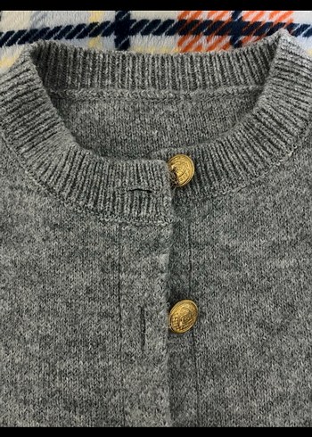 Düğmeli Gri Kadın Hırka - Görsel 7