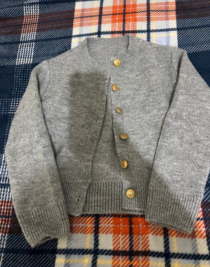 Düğmeli Gri Kadın Hırka - Görsel 4