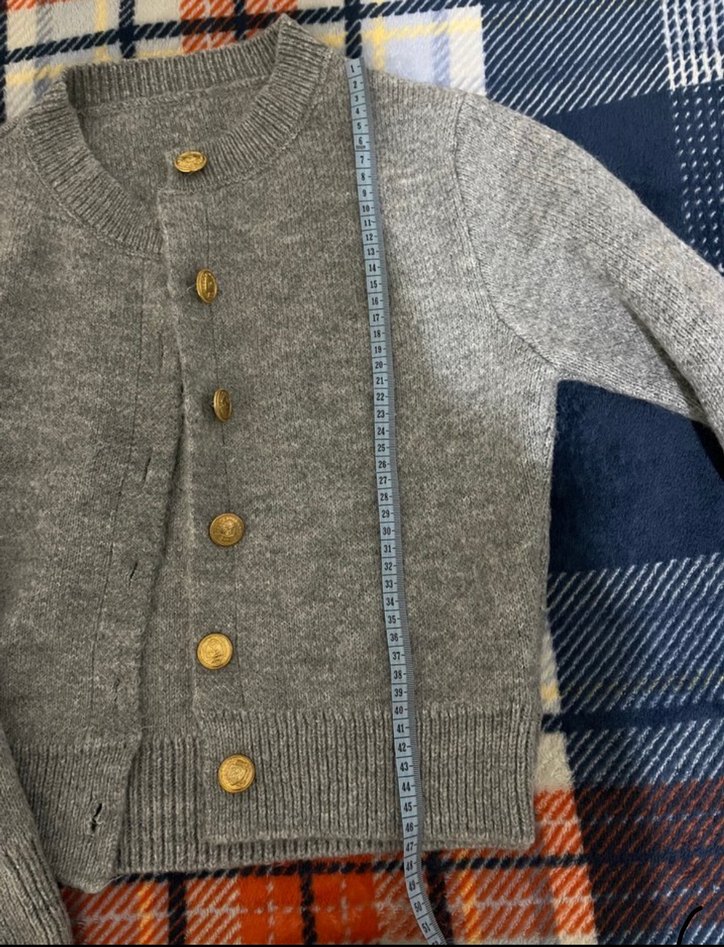 Düğmeli Gri Kadın Hırka - Görsel 5