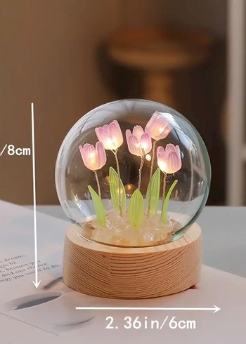 5 mor Lale Temalı Masa Lambası - Görsel 8