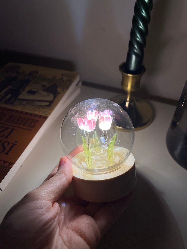 Beş pembe laleli lamba - Görsel 5