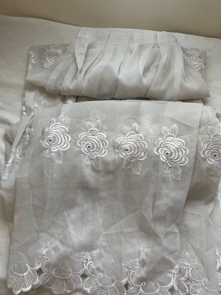 Gül desenli tül perde - Görsel 2