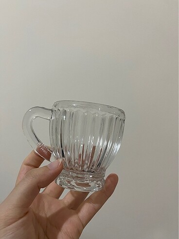 Beden beyaz Renk 6 adet kulplu kristal çay bardağı