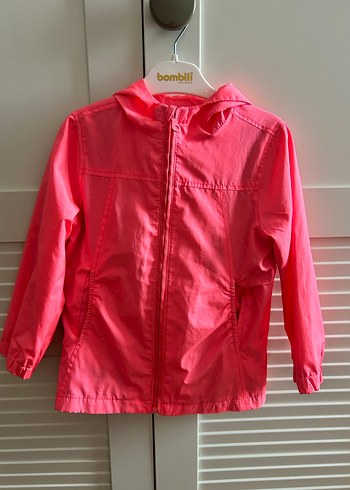 Kız Çocuk Pembe Fermuarlı Yağmurluk