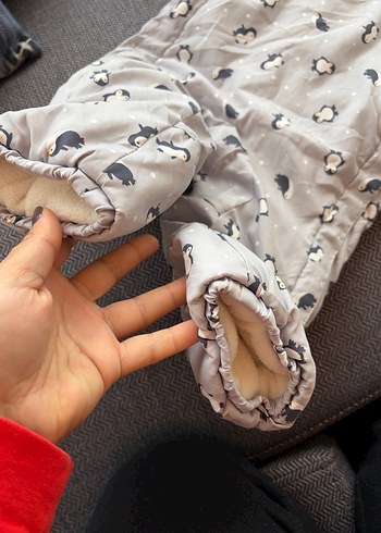 Gri Kapüşonlu Bebek Astronot Tulumu - Görsel 5