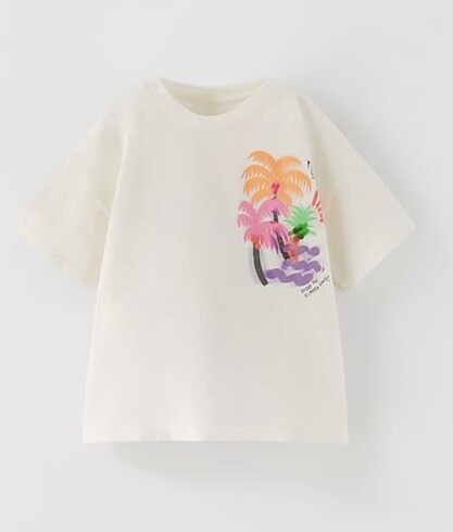 Renkli Palmiye Baskılı Tshirt