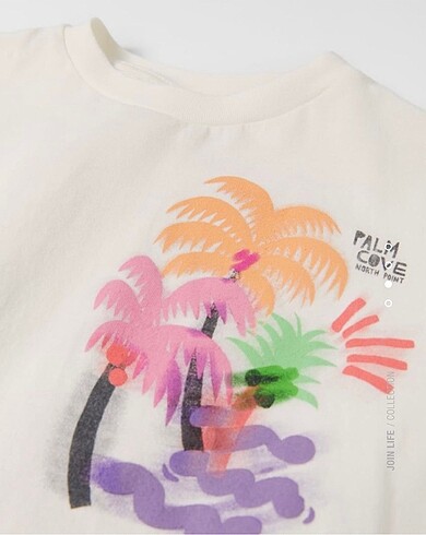 18-24 Ay Beden Renkli Palmiye Baskılı Tshirt