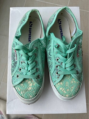 Superga Mint rengi dantel detaylı