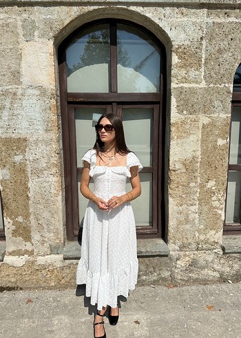 Zara Beyaz keten elbise