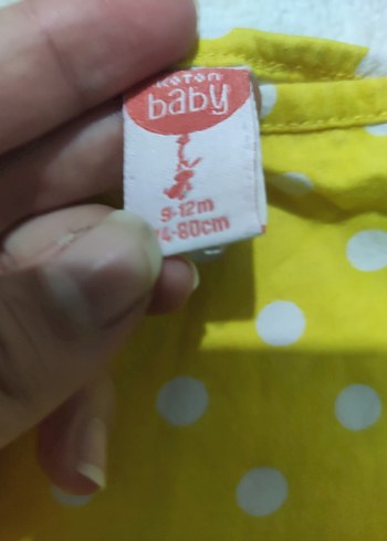 9-12 Ay Beden çeşitli Renk Renkli Baskılı Uzun Kollu Kız Elbisesi
