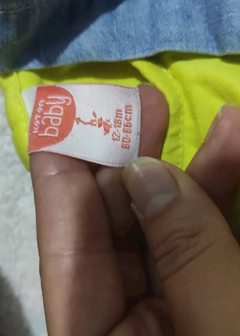 9-12 Ay Beden Sarı Renkli Düğmeli Kolsuz Kız Elbisesi