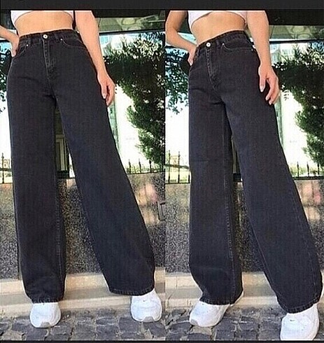 Siyah bol paça pantolon