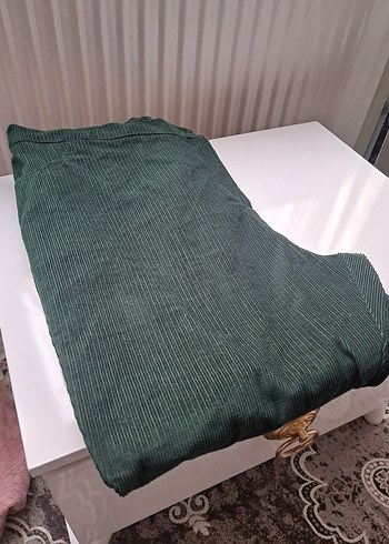 Kadın Koyu Yeşil Kadife Bol Kesim Pantolon Özel yapım - Görsel 4
