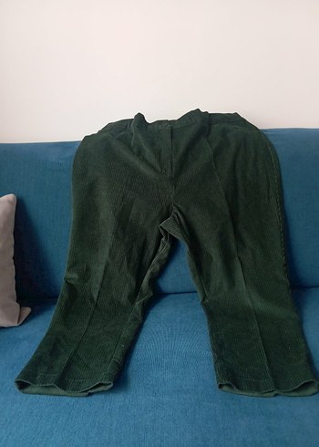 Kadın Koyu Yeşil Kadife Bol Kesim Pantolon Özel yapım - Görsel 2
