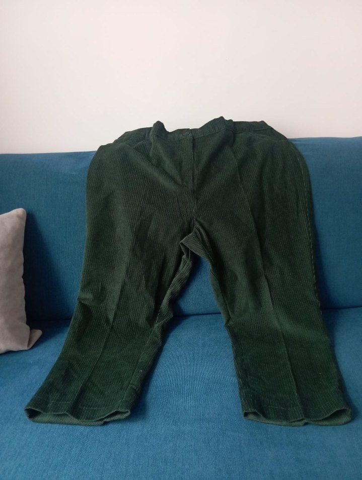 Kadın Koyu Yeşil Kadife Bol Kesim Pantolon Özel yapım - Görsel 2