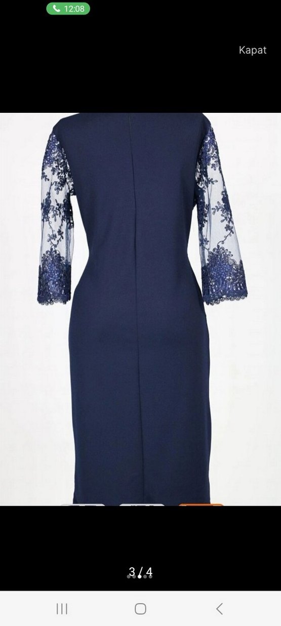 Drapeli Siyah İşlemeli Uzun Abiye Elbise - Görsel 4