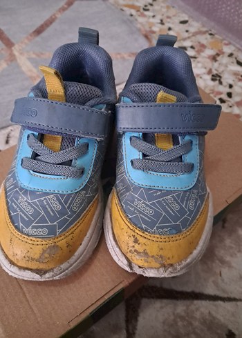 Gri Sarı Erkek Çocuk Sneakers Velcro Bantlı - Görsel 2