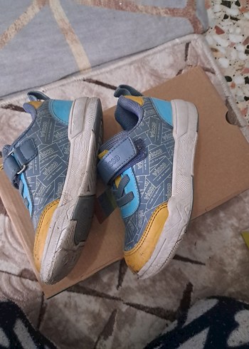 Gri Sarı Erkek Çocuk Sneakers Velcro Bantlı - Görsel 3