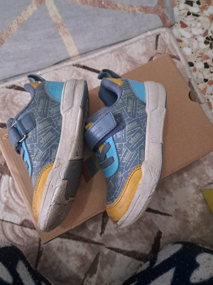 Gri Sarı Erkek Çocuk Sneakers Velcro Bantlı - Görsel 3