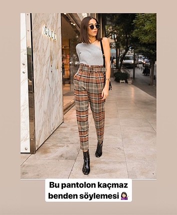 Ekose pantolon kemerli