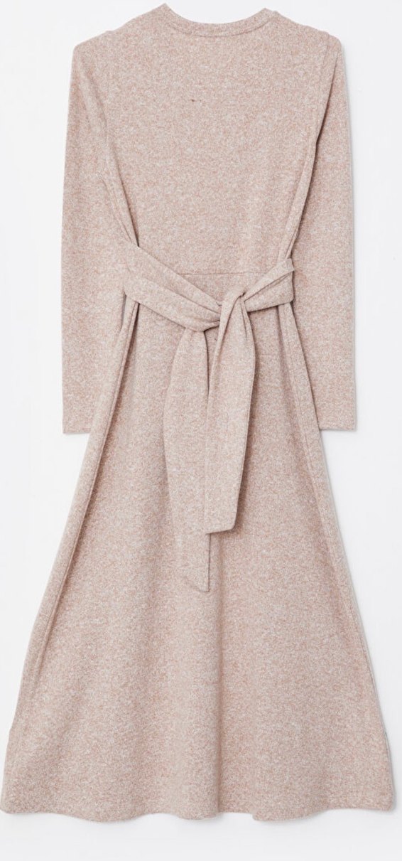 Bej Uzun Kollu Hamile Elbisesi - Görsel 3