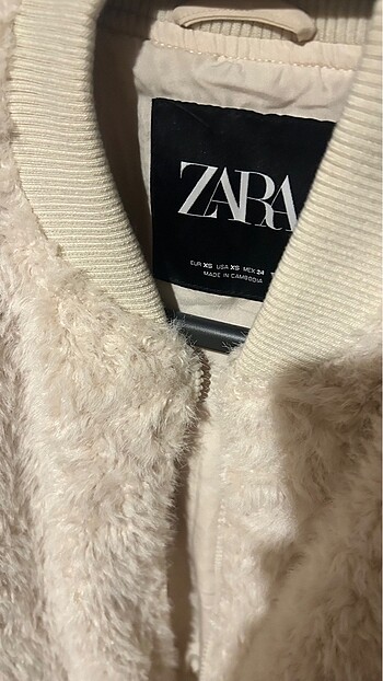 xs Beden Zara Suni Kürklü Crop Bomber Ceket