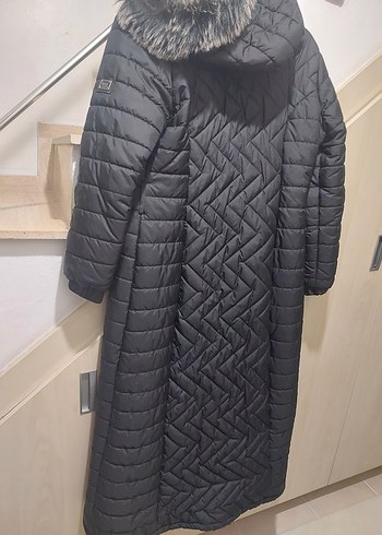 Siyah Uzun Kadın Kışlık Mont Kürklü - Görsel 2