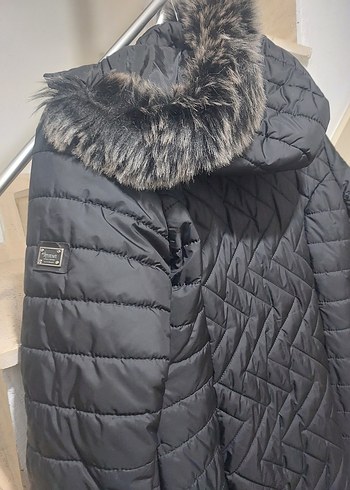 Siyah Uzun Kadın Kışlık Mont Kürklü - Görsel 3