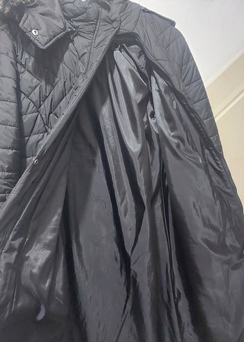 Siyah Uzun Kadın Kışlık Mont Kürklü - Görsel 7