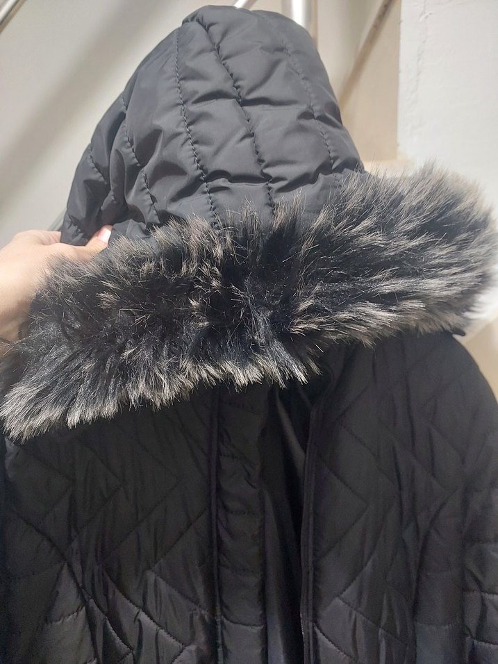 Siyah Uzun Kadın Kışlık Mont Kürklü - Görsel 4