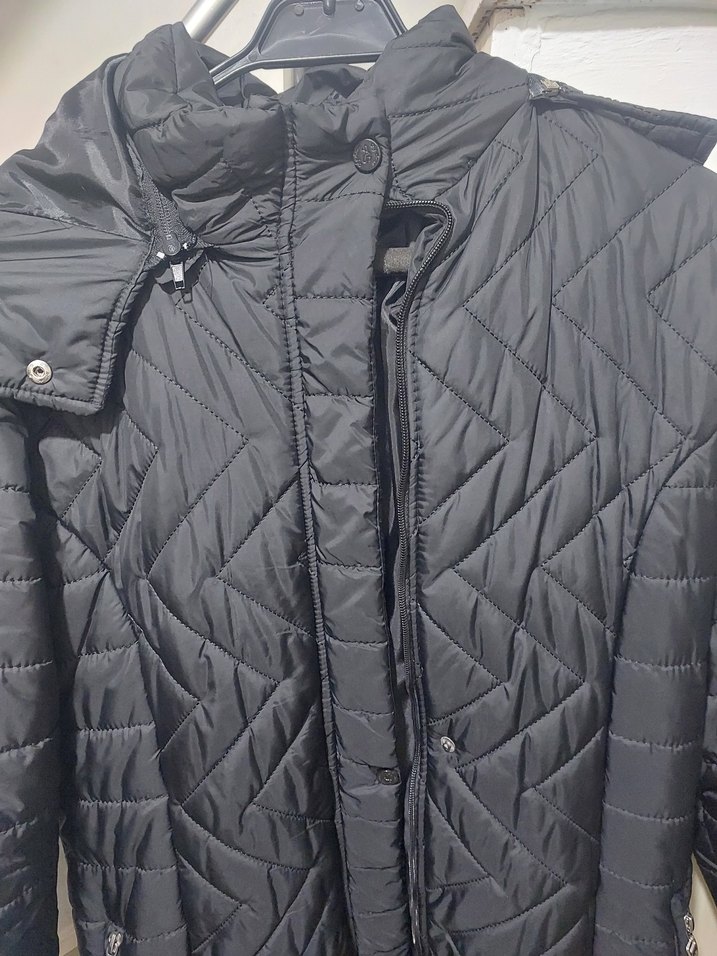 Siyah Uzun Kadın Kışlık Mont Kürklü - Görsel 5