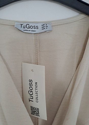 Bej V Yakalı Keten Midi Tulum - Görsel 7