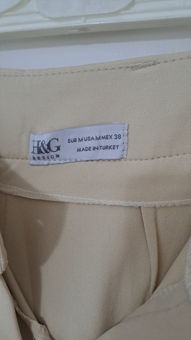 Bej Kadın Keten Kumaş Pantolon - Görsel 4