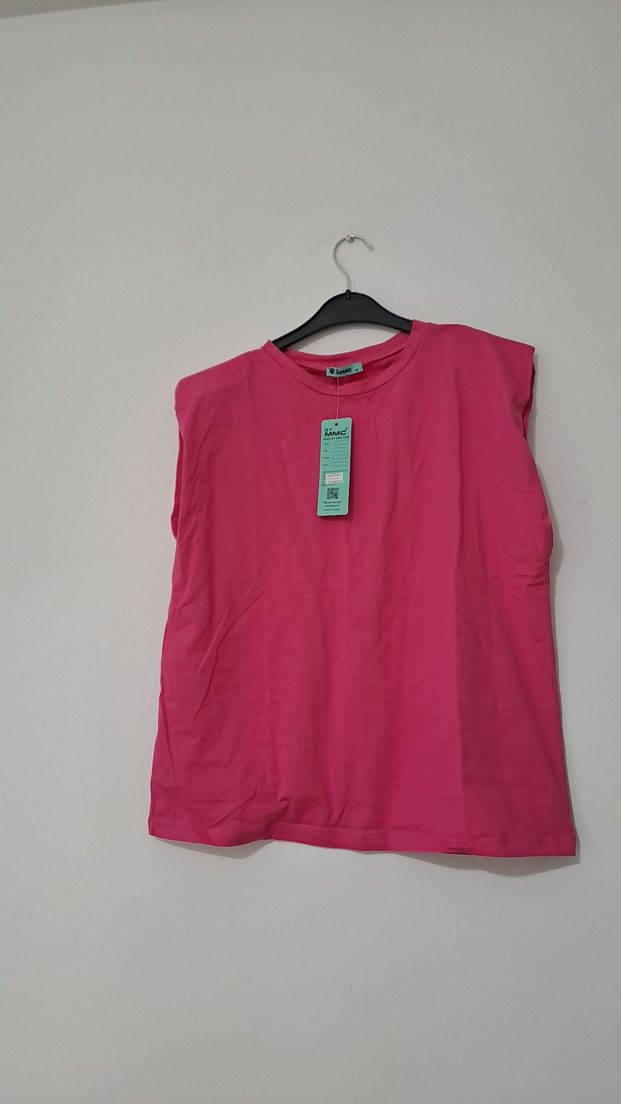 Kadın Pembe Kolsuz Tişört Vatkali - Görsel 4