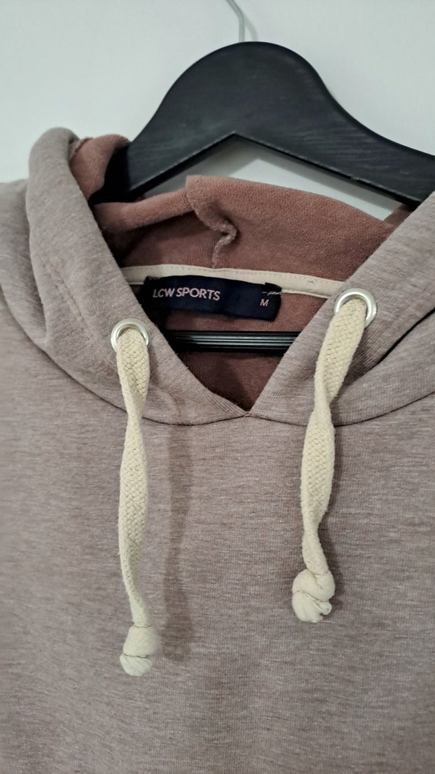 Bej Kapüşonlu Kolsuz Sweatshirt - Görsel 5