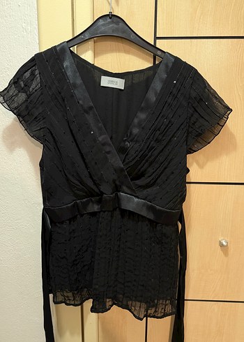 Marks & Spencer Sifon V Yaka Siyah Bluz