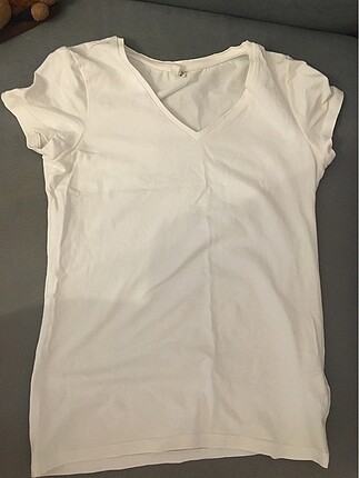 Defacto düz v yaka beyaz tişört