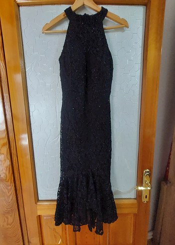 Abiye Uzun Siyah Gotik Yüksek Yakalı Kadın Elbise