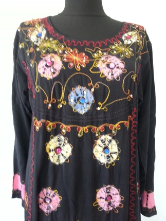 Batik yeni hint tarzi islemeli sahane elbise