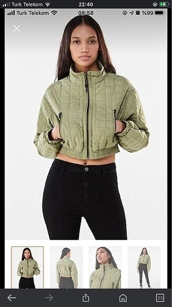 Bershka Haki crop ceket kapitone