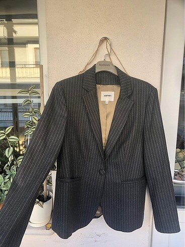 Koton çizgili blazer ceket